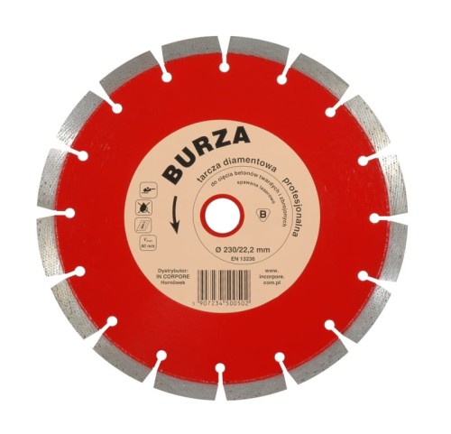 Tarcza diamentowa do cięcia betonu i betonu zbrojonego Corpore Burza 230 mm