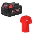 Akumulator MILWAUKEE M18B5 5Ah 4932430483 + NAGRODA Podkoszulka Milwaukee rozm XL