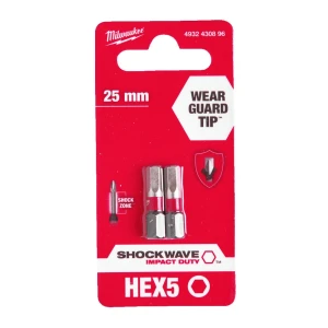 BIT SHOCKWAVE HEX 5X25MM 2SZTMILWAUKEE 4932430896