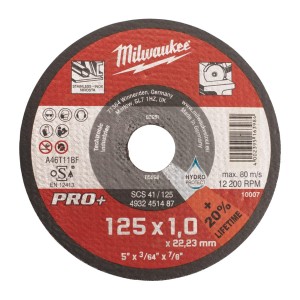 TARCZA DO METALU 125X1X22,2MM INOX MILWAUKEE 4932451487