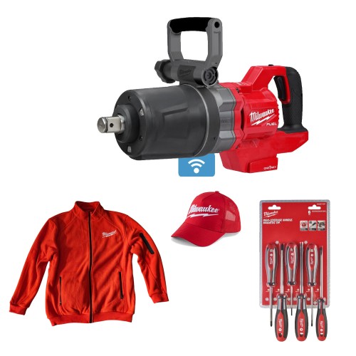 Klucz udarowy akumulatorowy MILWAUKEE M18 ONEFHIWF1DS-0C 2711 Nm 4933472071 + Polar + Czapka + zestaw wkretaków