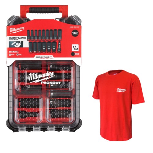Zestaw nasadek udarowych długich MILWAUKEE SHOCKWAVE IMPACT DUTY 1/2" 15 szt. 4932480943 + NAGRODA