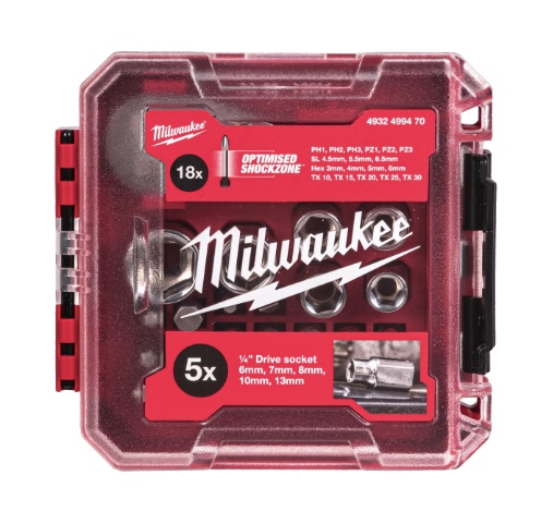Zestaw narzędzi Milwaukee 1/4" z nasadkami Four Flat Sides 25 el. 4932499470
